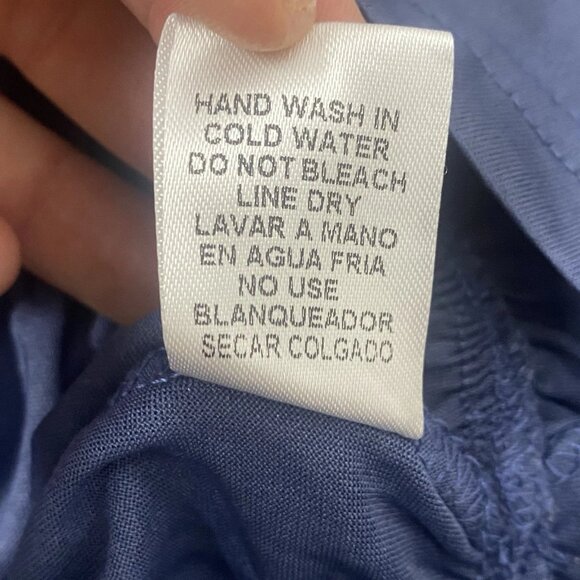 Entro Top Ladies Blue w/ Metallic Gold Leopard 3/4 Sleeves Ruffled V Neck - Picture 11 of 13